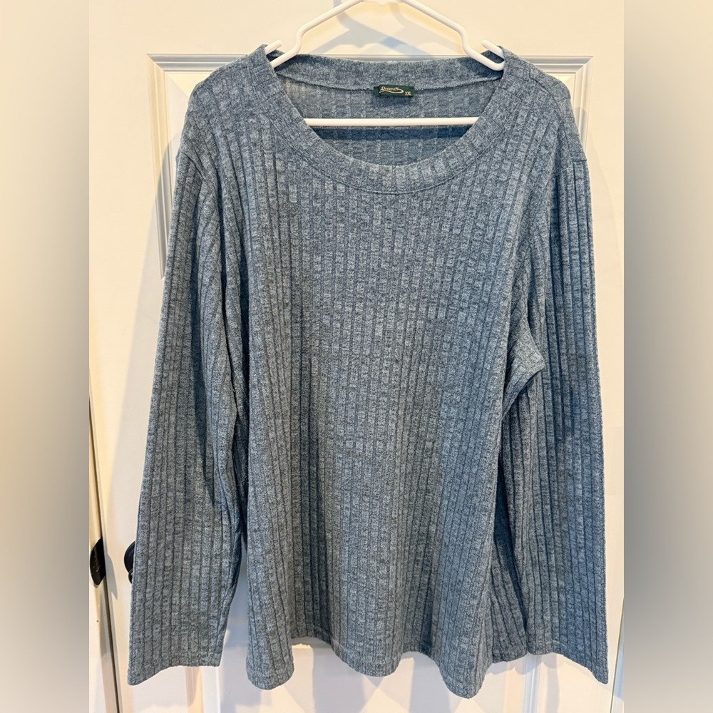 Gray Ribbed Long Sleeve Sweater
